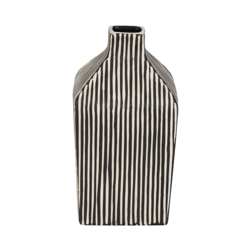 8 Lines Square Vase, Black/white