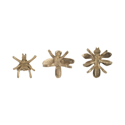 Metal, S/3 3/4/4 Assorted Bugs, Gold