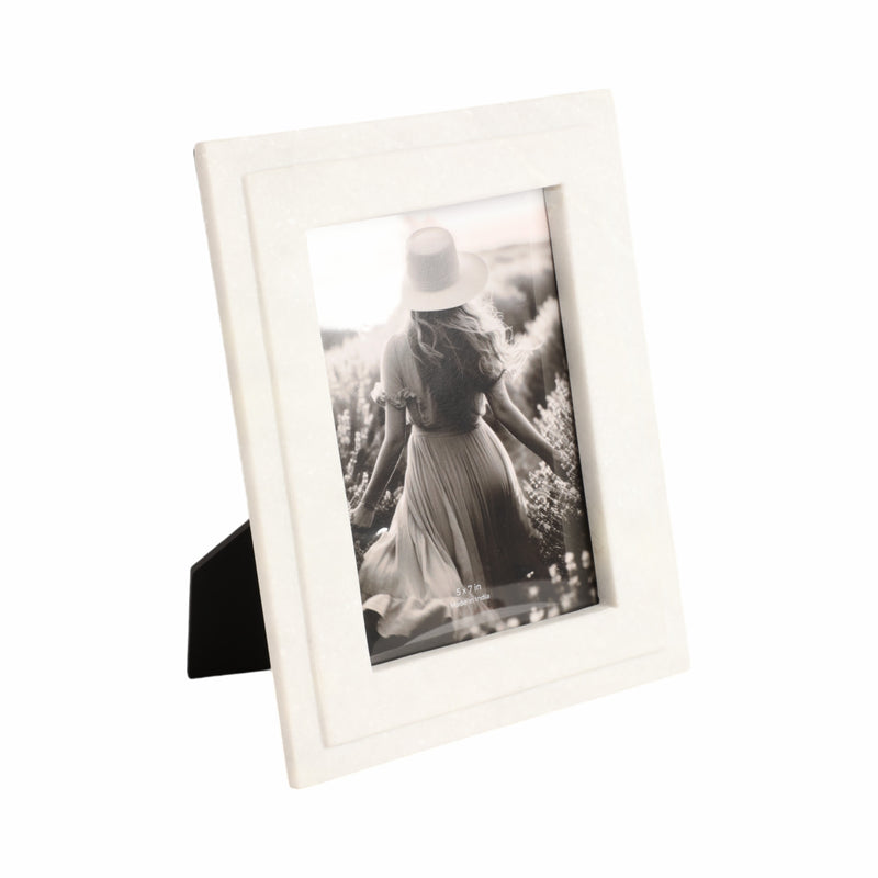 5x7 Marble Border Photo Frame, White