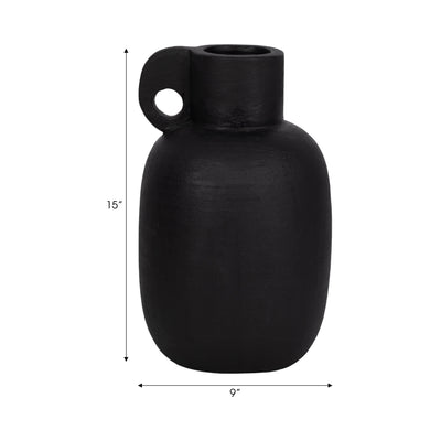 15 Modern Terracotta Jug Vase W/handle, Black