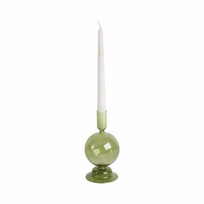 7 Glass Bubble Taper Candle Holder, Olive