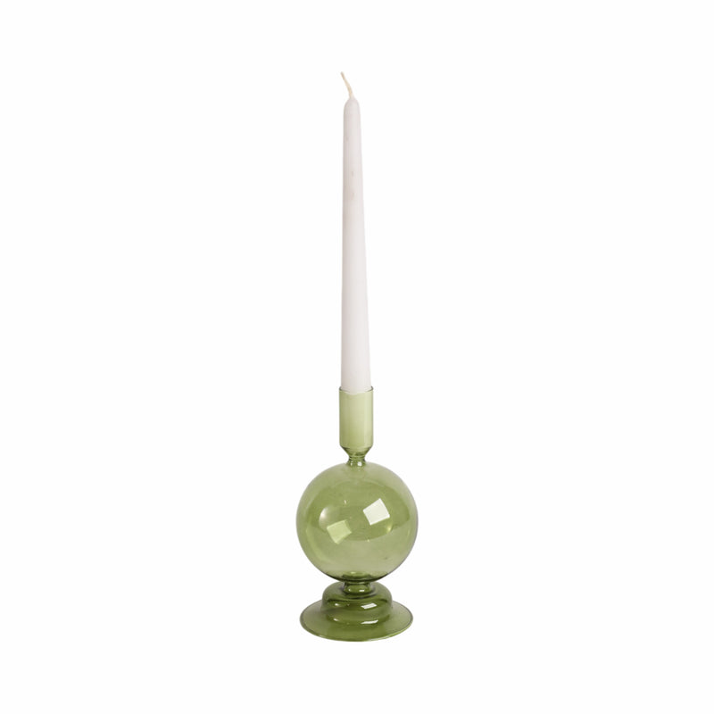 7 Glass Bubble Taper Candle Holder, Olive