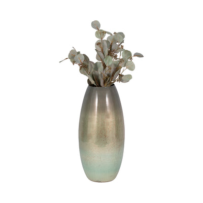 17 Curved Glass Vase Green Mercury Ombre, Multi