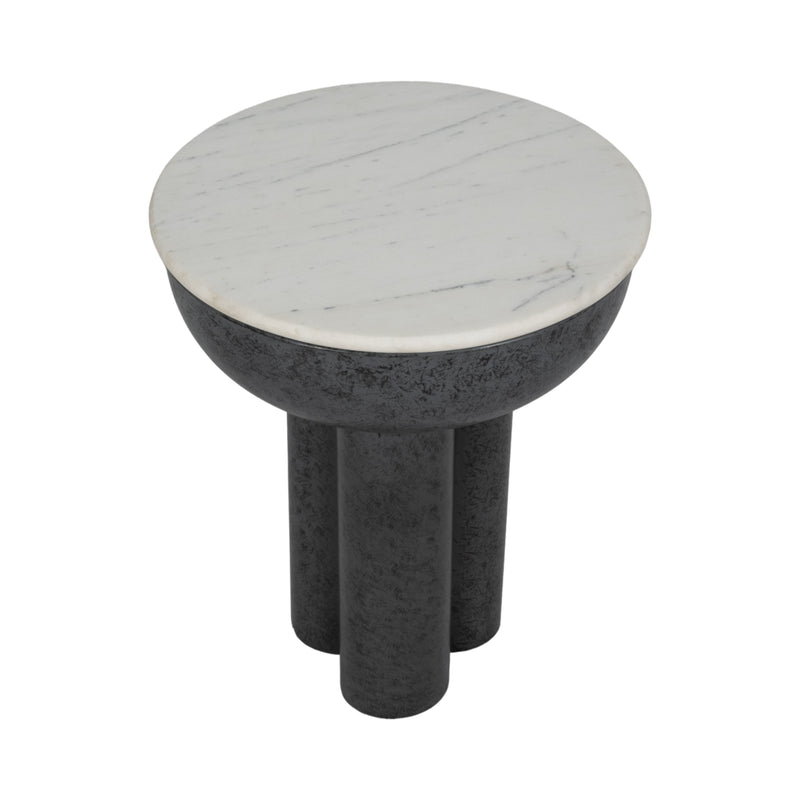 20 Chunky Leg Accent Table Marble Top, White/blk