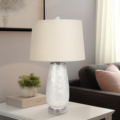 28 Capiz Table Lamp Acrylic Base, Champagne