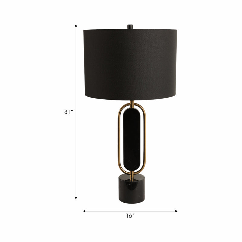 Metal/marble 30 Table Lamp, Gold/black