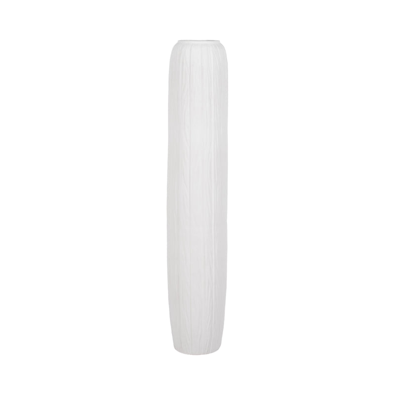 48 Rough Cylinder Floor Vase, White