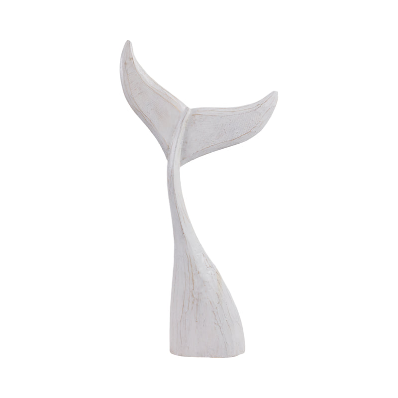 32 Wood Whale Tail Decor, Wht