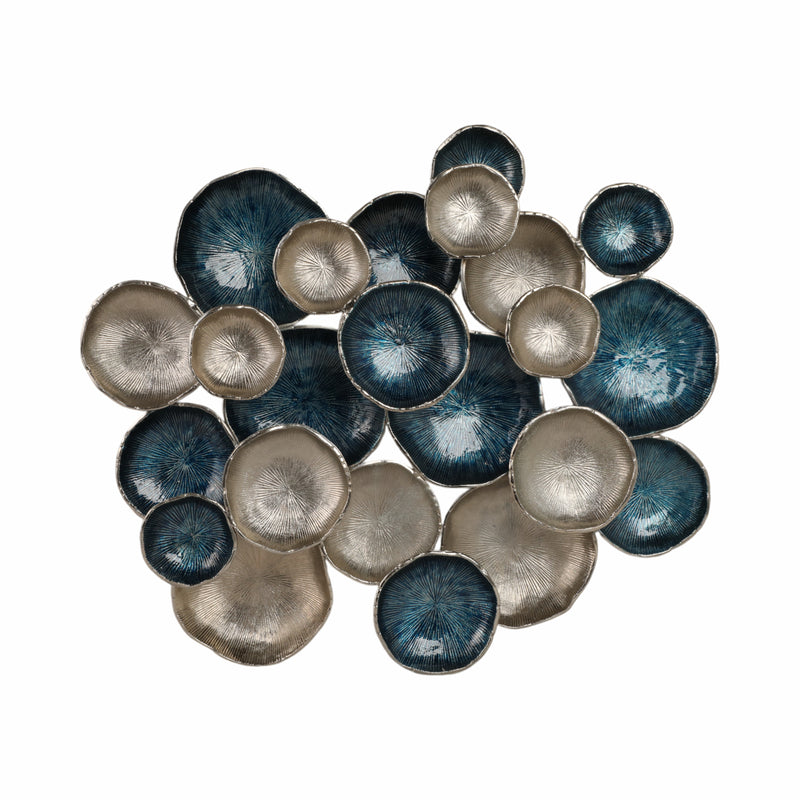 37x31 Metal Multi Disc Wall Decor, Blue/silver