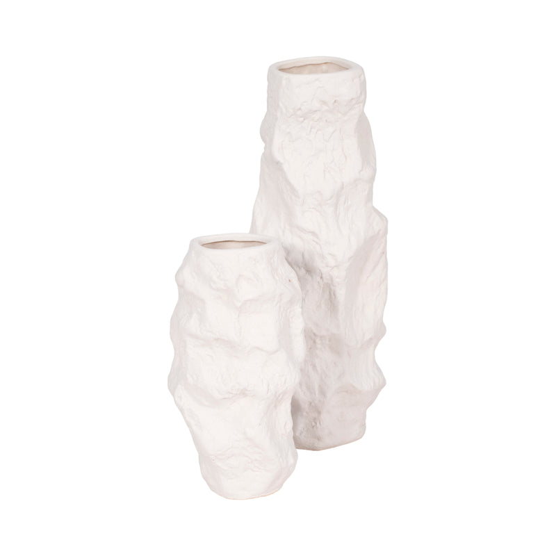 17 Jagged Textured Vase, White