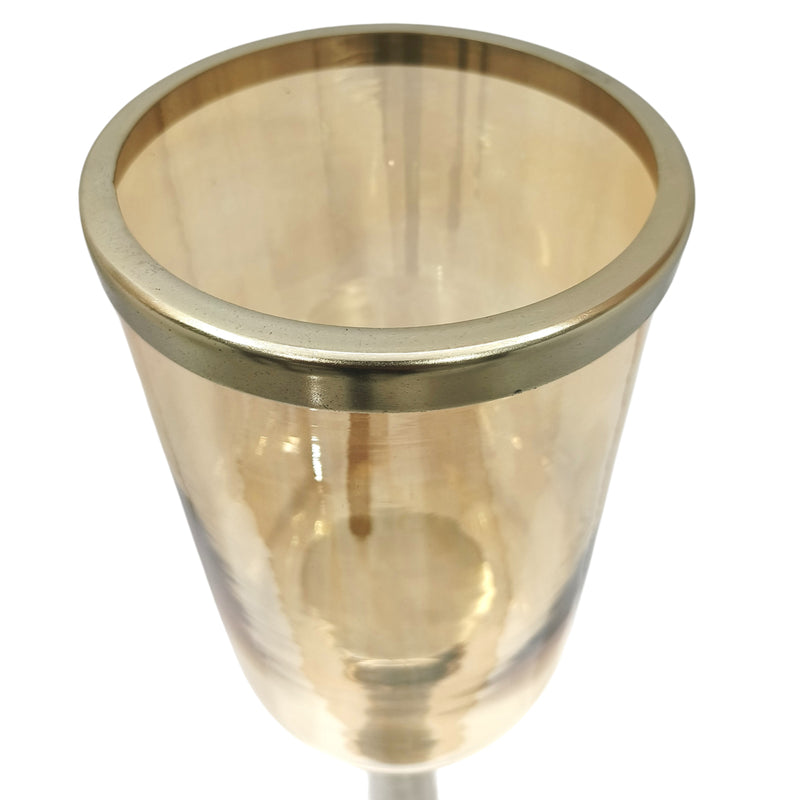 34 Illum Small Gold Glass Candle Hurricane