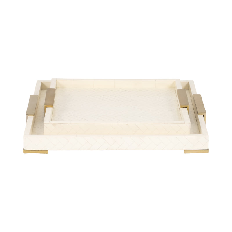 S/2 16/20 Carley Resin Trays, Natural