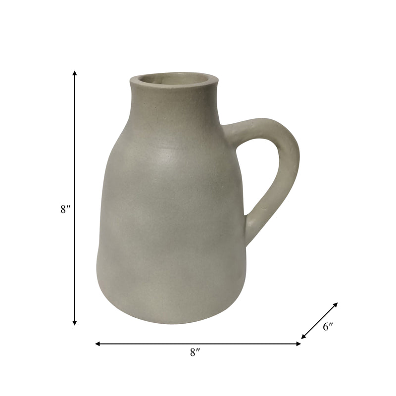 TERRACOTTA, 8 VASE W/ HANDLE, SAGE GREEN