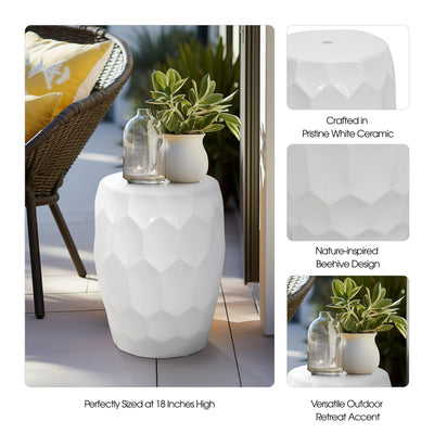 Cer,, 18 Beehive Stool, White