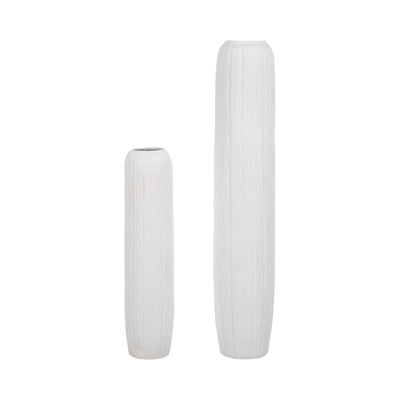 48 Rough Cylinder Floor Vase, White