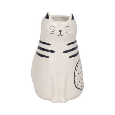 9 Sitting Pretty Kitty With Vase Opening, White/b