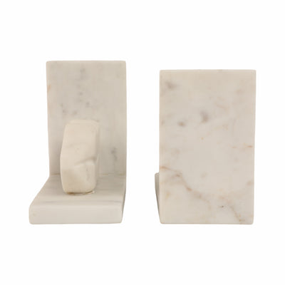 S/2 5 Lips Marble Bookends, White