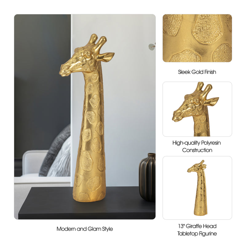 16 Giraffe Head Tabletop Decor, Gold