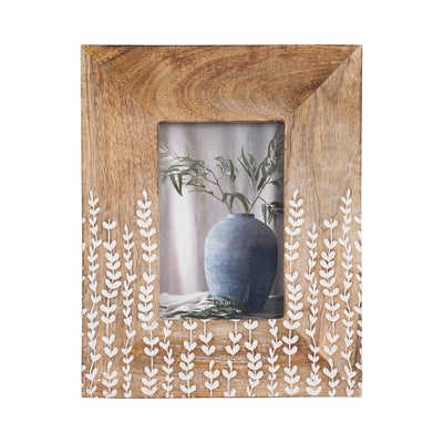 WOOD, 4X6 VINES PHOTO FRAME, NATURAL/WHITE