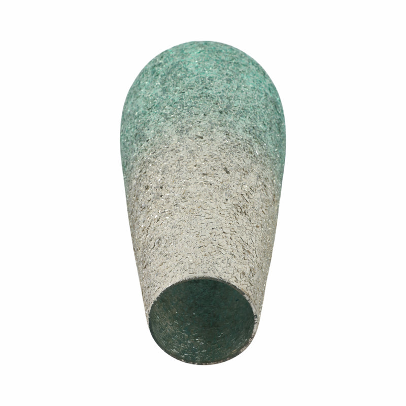 18 Crackled Vase, Green Ombre