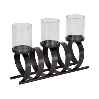 13 Slinky 3-pillar Candle Holder, Zinc