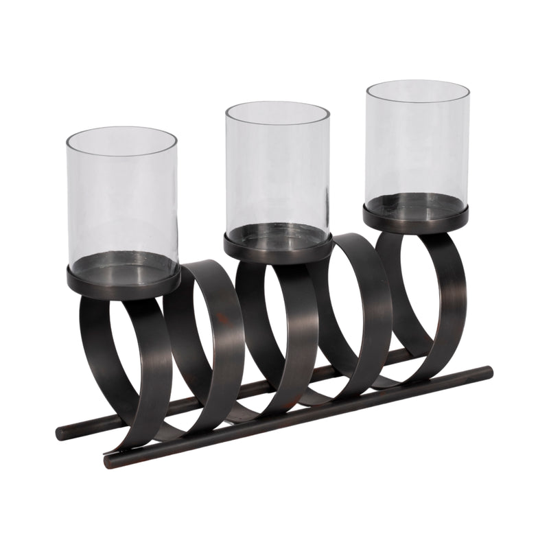 13 Slinky 3-pillar Candle Holder, Zinc