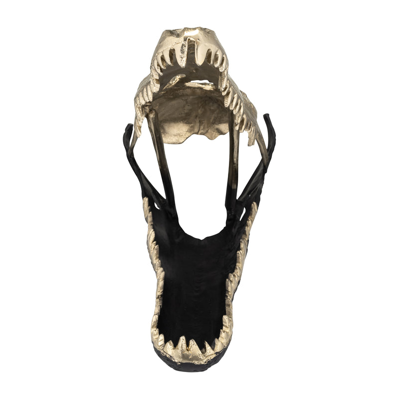 METAL,16,ALLIGATOR SKULL,GOLD/BLACK