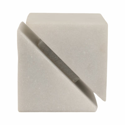 4 Cut Marble Cube, White