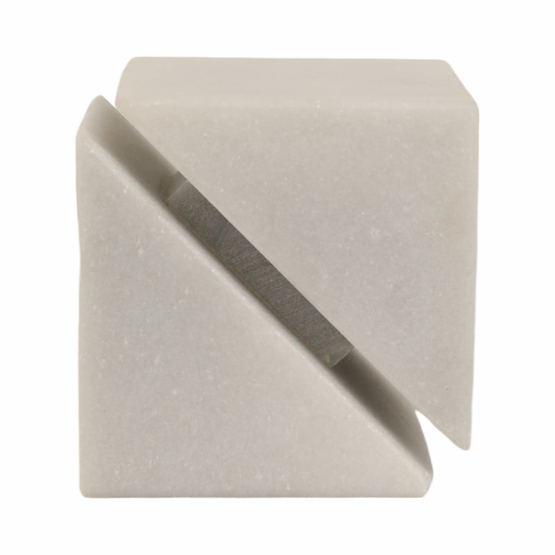 4 Cut Marble Cube, White