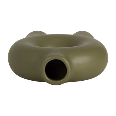 CER,7,DONUT FOOTED VASE,OLIVE