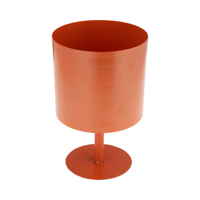 Ec Metal,8,flat Round Base Planter,burnt Orange