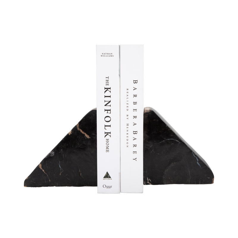 S/2 6 Triangular Petrified Wood Bookends, Natural