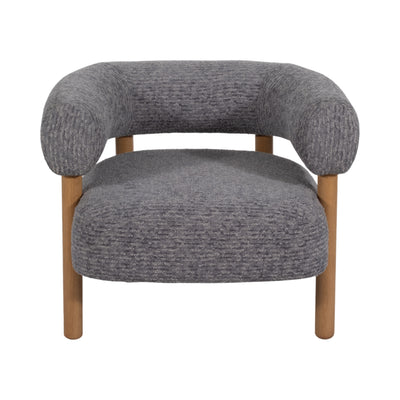 Roundback Accent Chair W/ Wood Legs, Gray