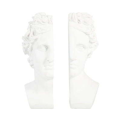 S/2 Resin, 9 Greek Goddess Bookends, White