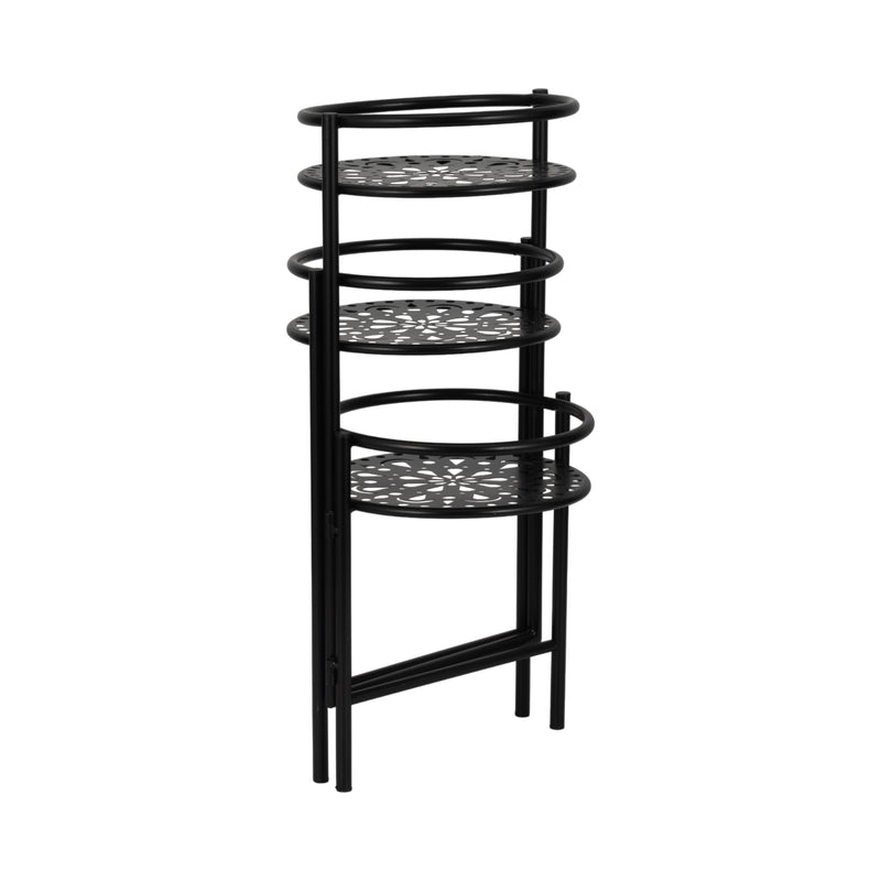 Metal, 22 Folding 3-tier Plant Stand, Black