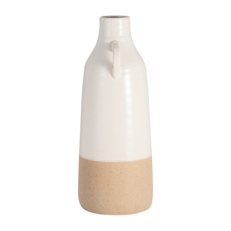 CER, 14 BOTTLE VASE, WHITE/TAN