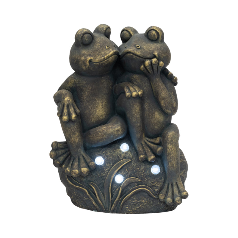 16 Cuddling Frogs On Rock With Solar Lights, Bron