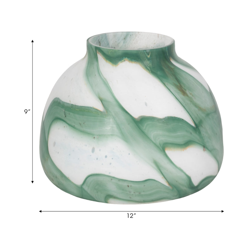 9 Ebb & Flow Vase, Green/clear