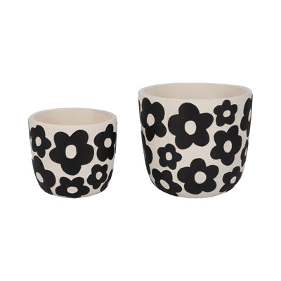 S/2 7/9 Flower Power Planters, Black