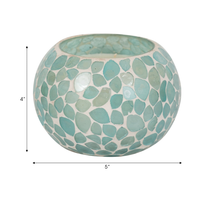 Glass, 5 19 Oz Mosaic Scented Candle, Light Blue