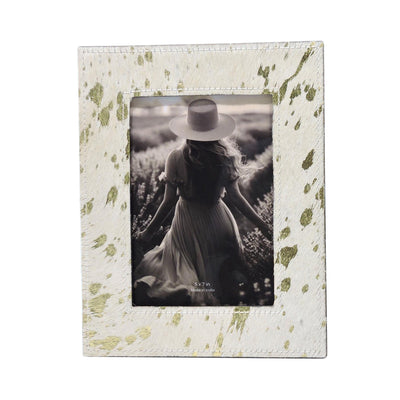 5x7 Hair On Hide Speckled Photo Frame, Tan