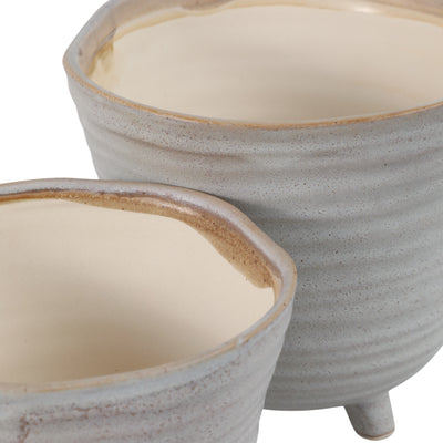 S/2 6/7 Organic Footed Planters, Ivory