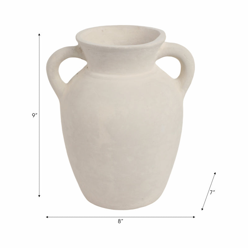 9 Vase With Handles, Paper Mache, White