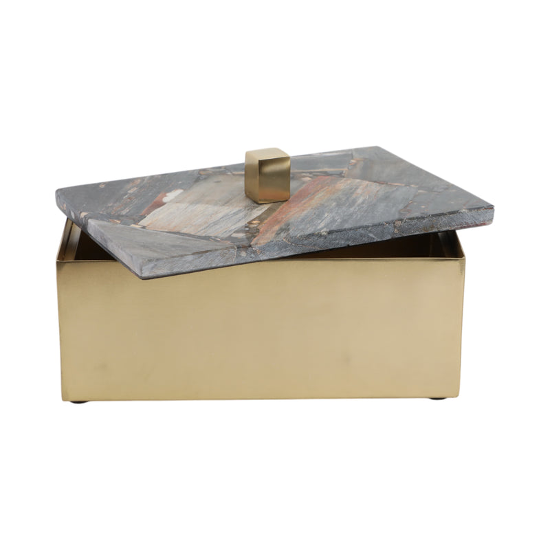 8x5 Petrified Wood Top Box, Black/gold