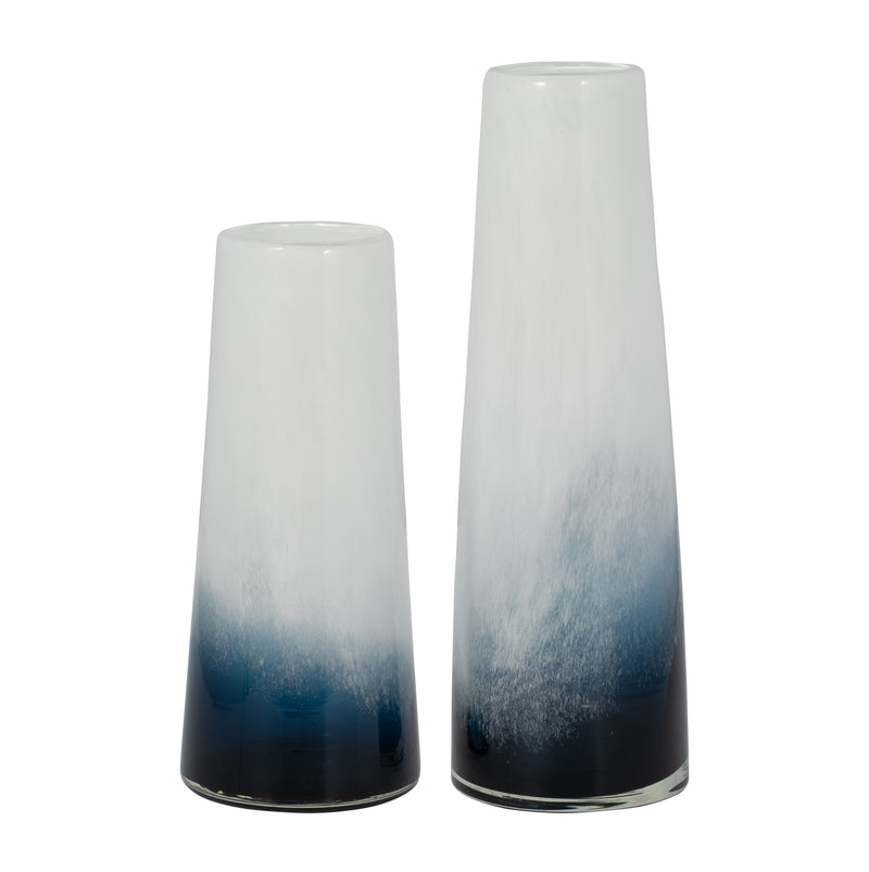 GLASS, 15 BLUE WATERS VASE, BLUE/WHITE