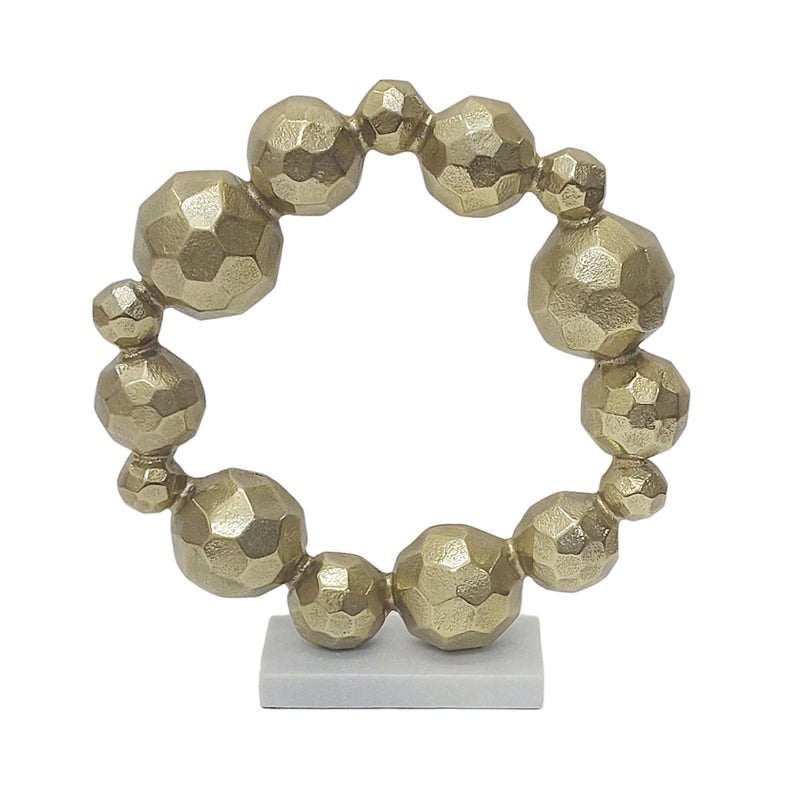 15 Ring Of Orbs On Marble Base, Gold/white