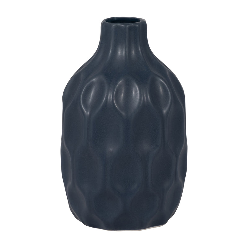 CER, 8 HONEYCOMB DIMPLED VASE, NAVY