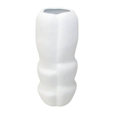 Cer, 12 Waffle Texture Organic Vase, White