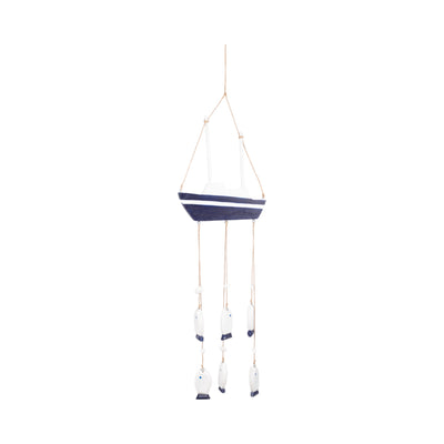 WOOD, 30 SAILBOAT W/ HANGING FISH, MULTI