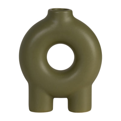 CER,7,DONUT FOOTED VASE,OLIVE